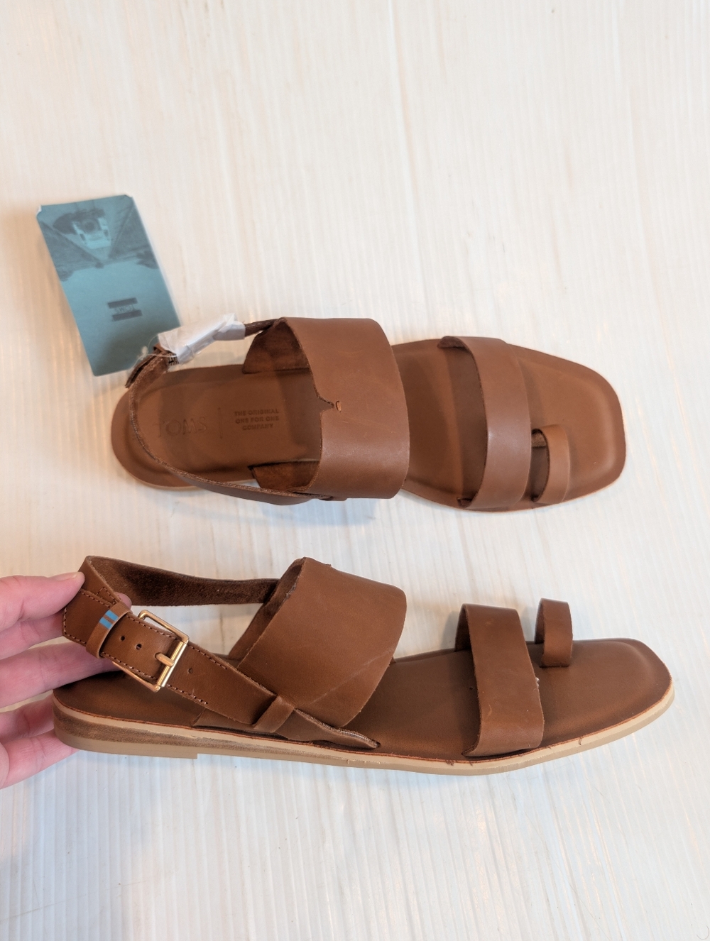 TOMS Freya Women's Tan Vegan Leather Strappy Slingback Sandals Size 11 - Picture 3 of 8